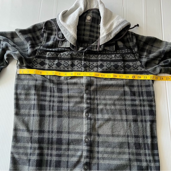 Element Button Down Black and Gray Plaid Drawstring Hooded Jacket Size XL - Picture 10 of 10